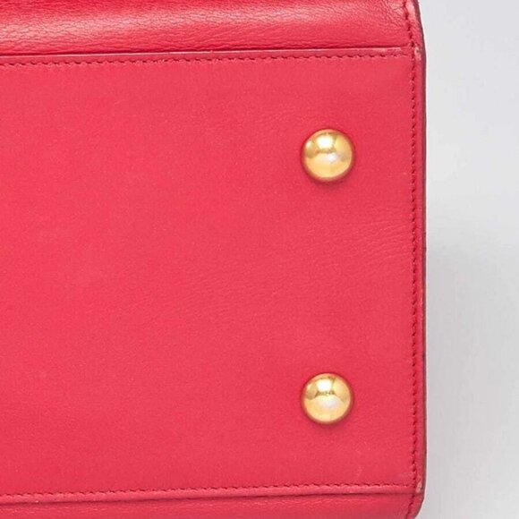 Yves Saint Laurent Red Calfskin Leather Small Cabas ChYc Bag - Picture 8 of 12